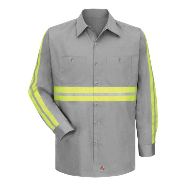 Men's Tall Enhanced Visibility Long Sleeve Cotton Work Shirt Thumbnail