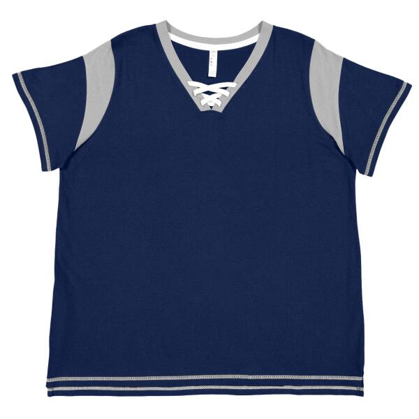 Women's Curvy Lace Up Fine Jersey Tee Thumbnail